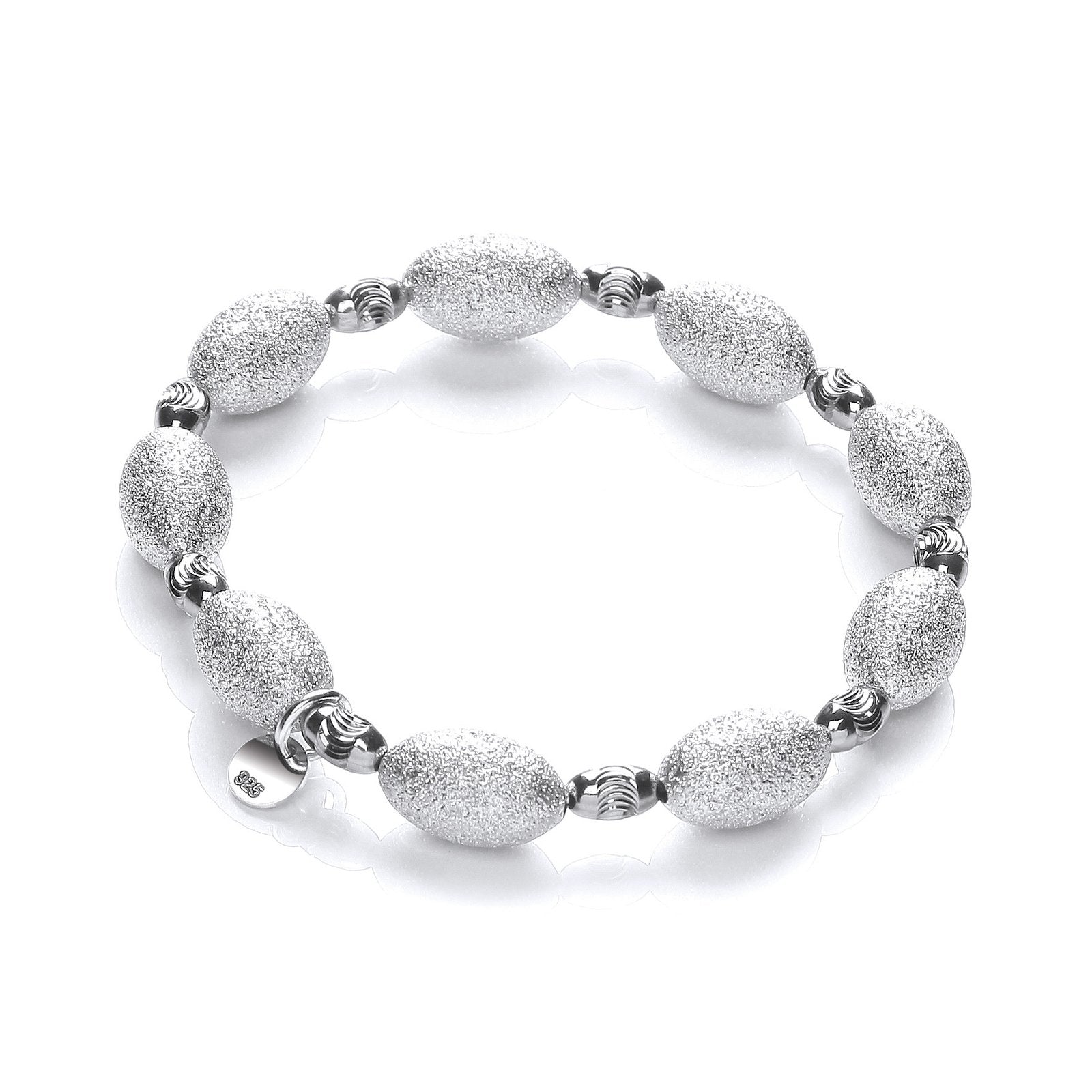 Silver Bracelet with Frosted & Ruthenium Beads - Fine Bracelet - Certified Authentic – Luxury Jewellery by Imperial Ti